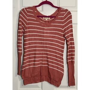 NWT Pink Rose Maybe And White Striped Eagle Knit Top, Soft, Small